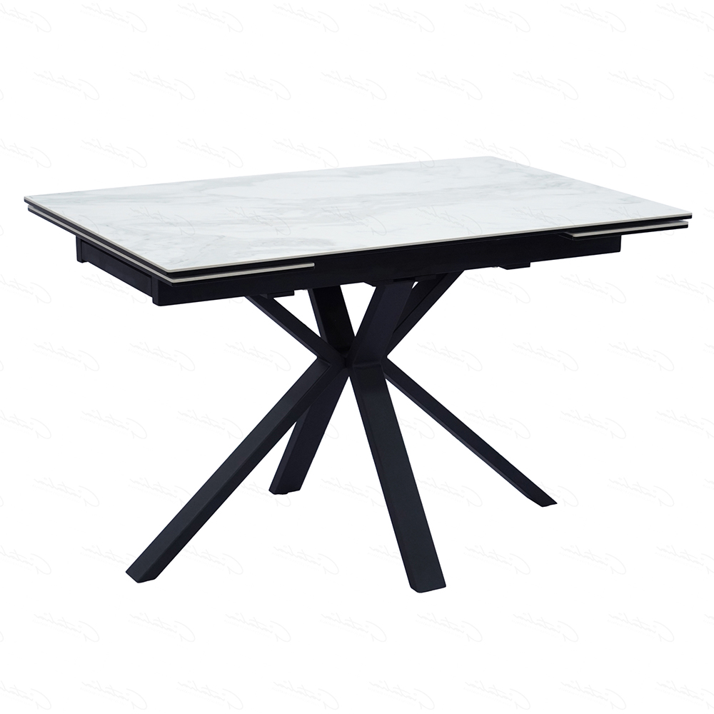 Amarillo Large Ceramic Glass Extending Dining Table In White