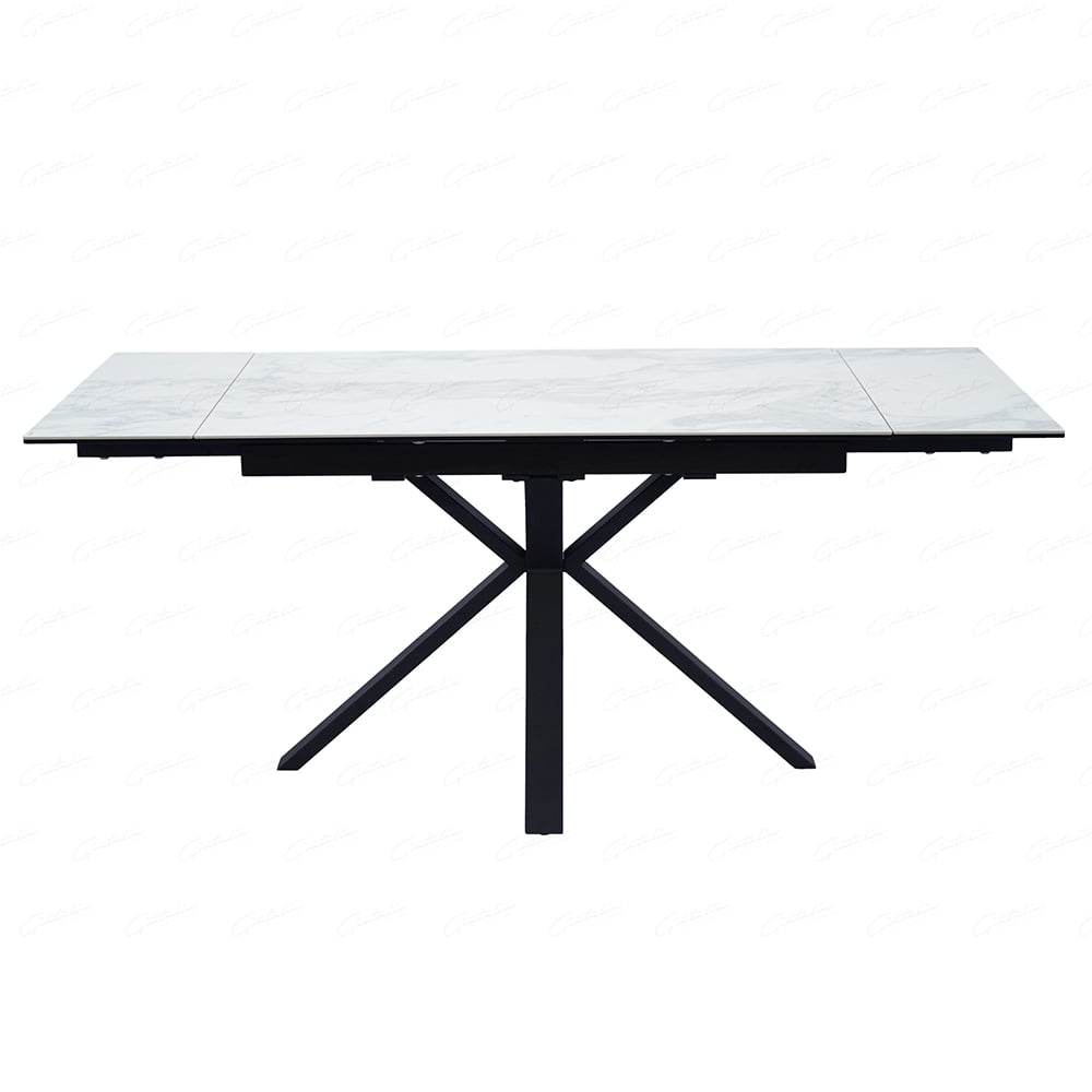 Amarillo Large Ceramic Glass Extending Dining Table In White