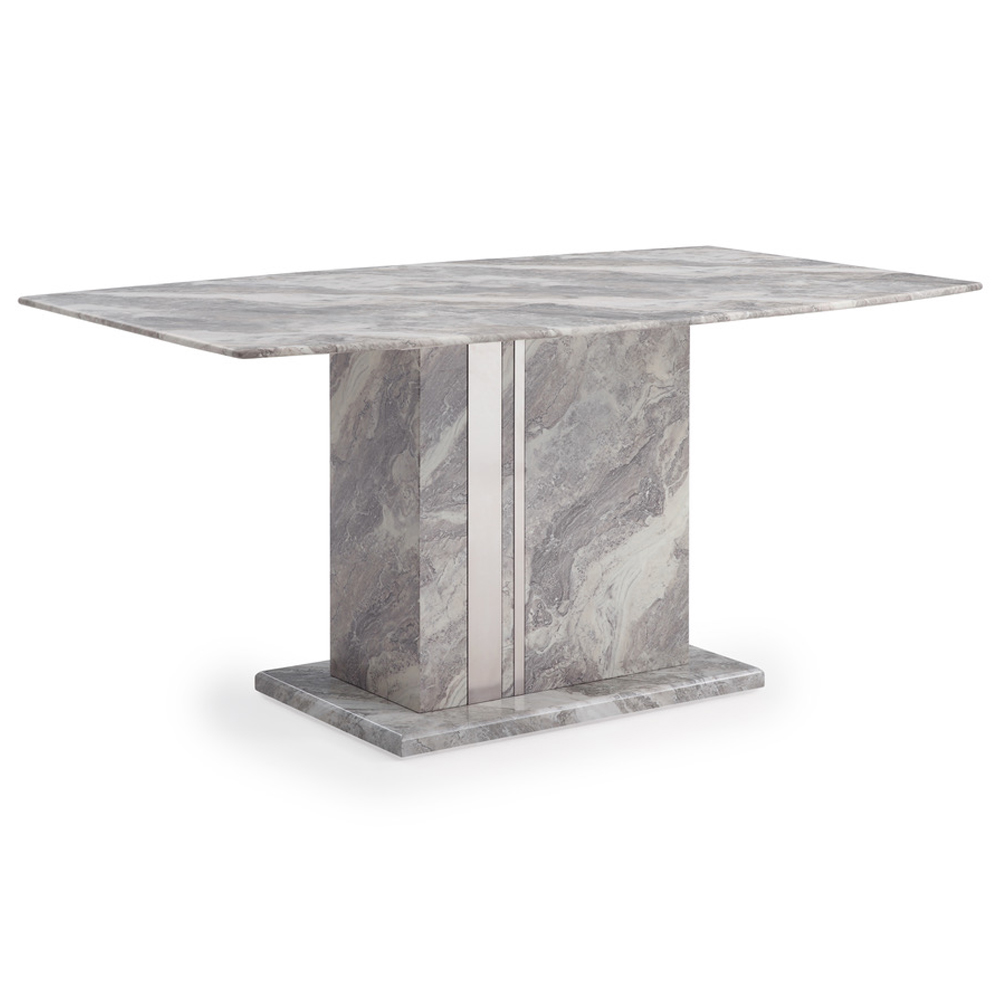 Amarillo Marble Dining Table With 6 Grey Chairs In Grey