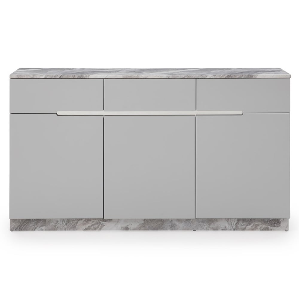 Amarillo Marble Top Sideboard In Grey Paper With Wooden Base