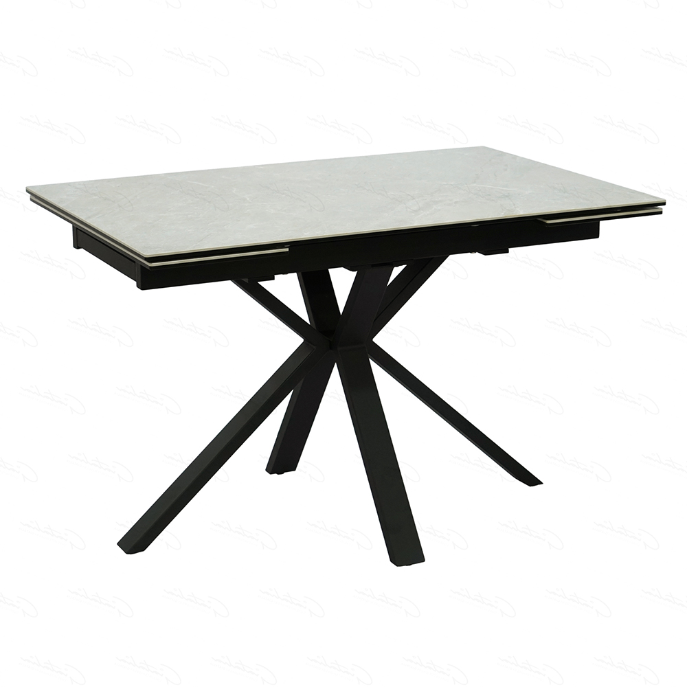 Amarillo Small Ceramic Glass Extending Dining Table In Grey