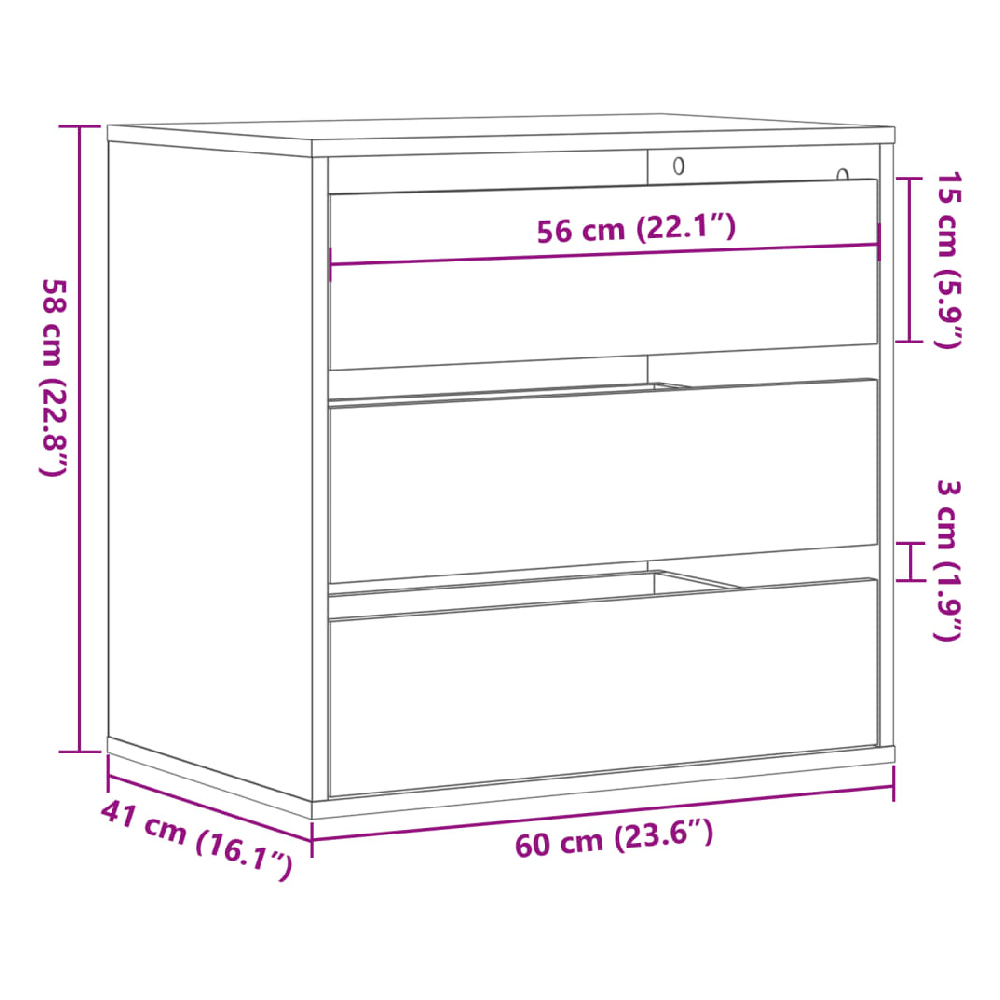 Amarillo Wooden Chest OF 3 Drawers In Smoked Oak