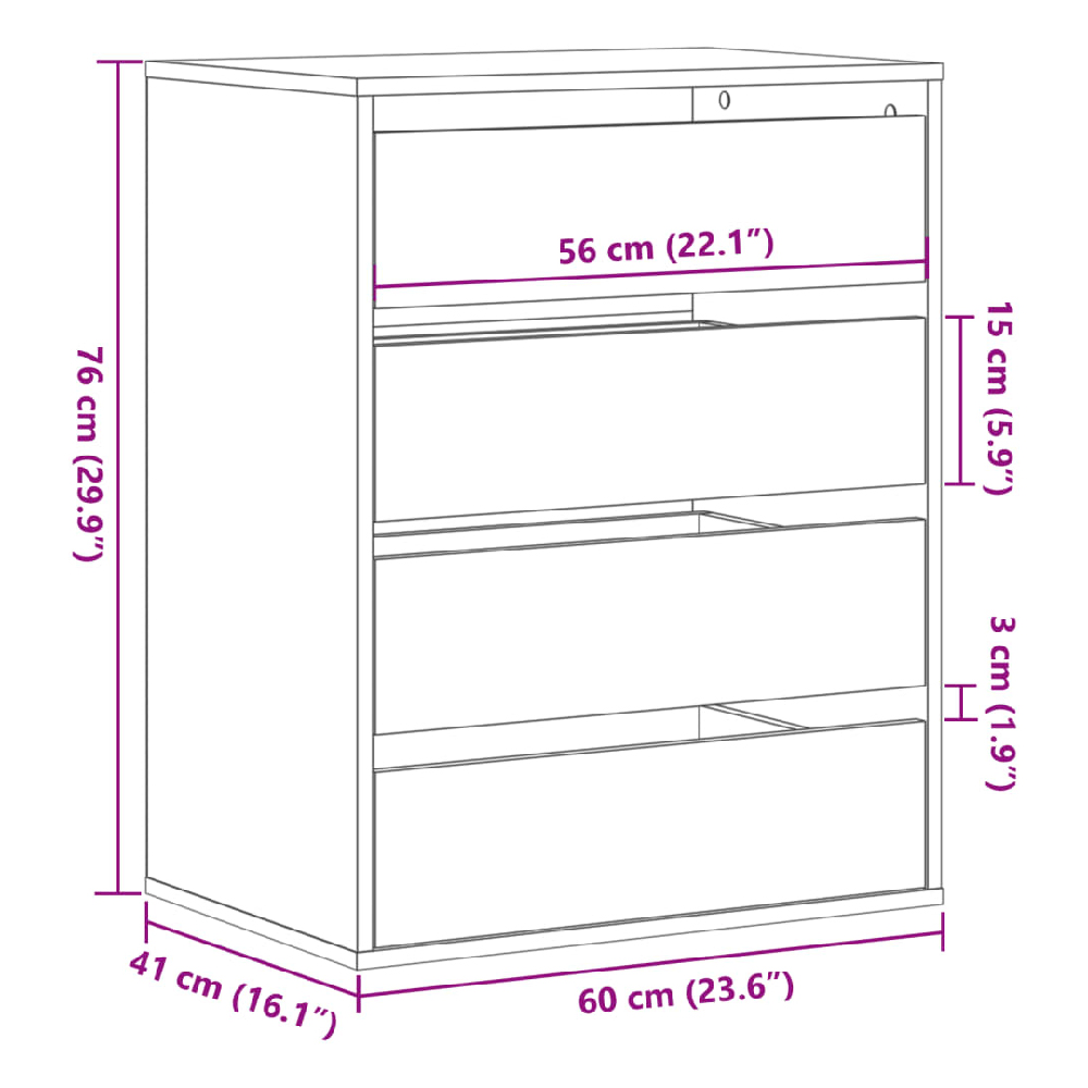 Amarillo Wooden Chest OF 4 Drawers In White
