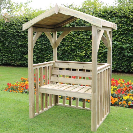 Read more about Amastone small wooden garden seating shelter in natural
