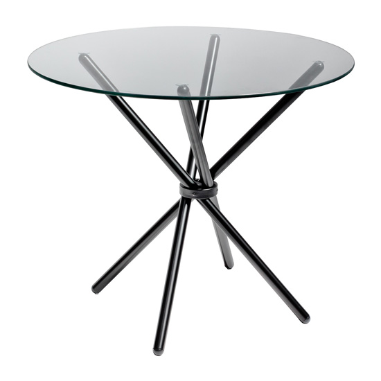 Amata Round Glass Dining Table With Black Base