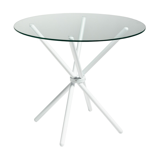 Amata Round Glass Dining Table With White Base Furniture in Fashion