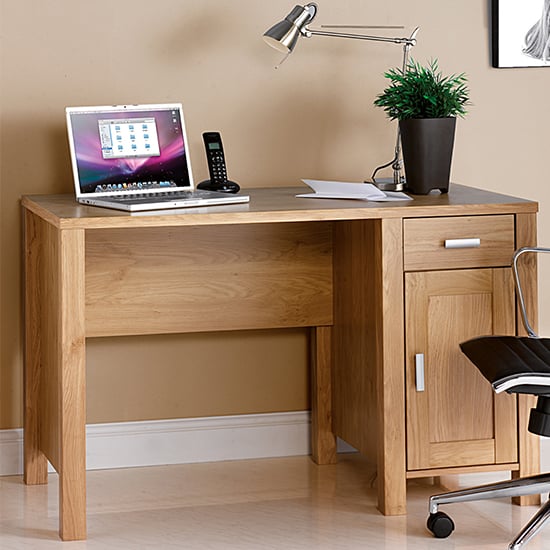 Amazon Wooden Computer Desk In Oak With 1 Door And 1 Drawer FiF