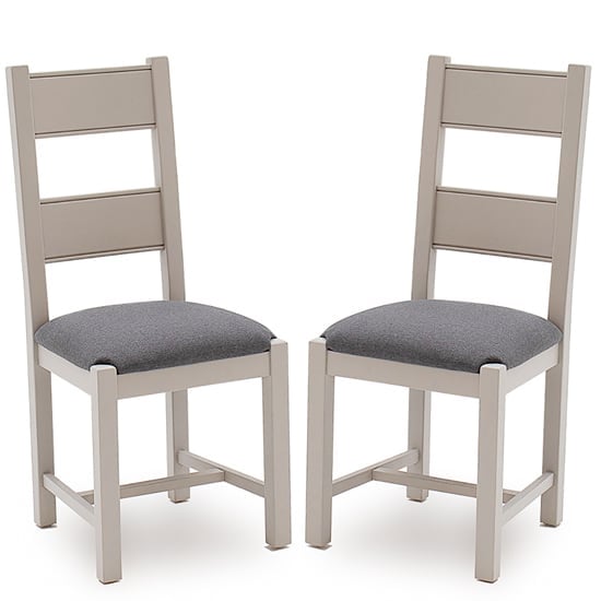 Amberley Grey Oak Wooden Dining Chairs With Fabric Seat In Pair