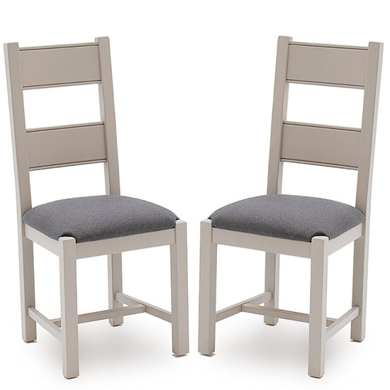 Product photograph of Amberley Grey Oak Wooden Dining Chairs With Fabric Seat In Pair from Furniture in Fashion