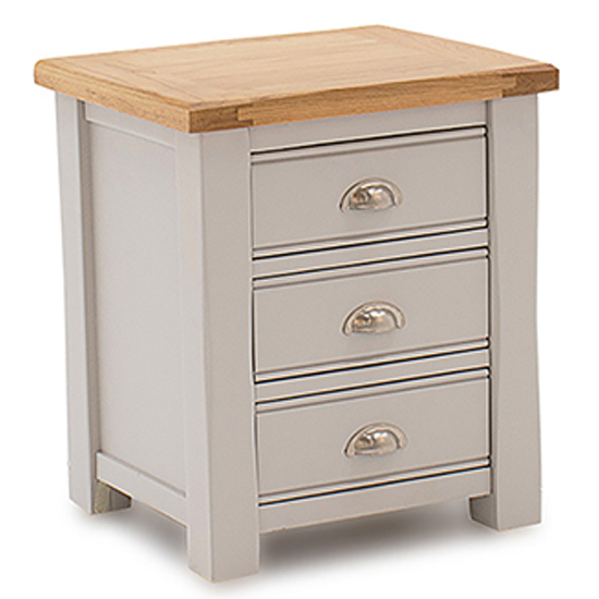Read more about Amberley wooden bedside cabinet with 3 drawers in grey oak