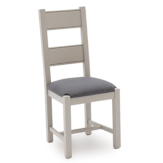 Amberley Wooden Dining Chair With Fabric Seat In Grey Oak