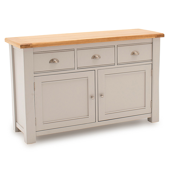 Product photograph of Amberley Wooden Sideboard With 2 Doors 3 Drawers In Grey from Furniture in Fashion