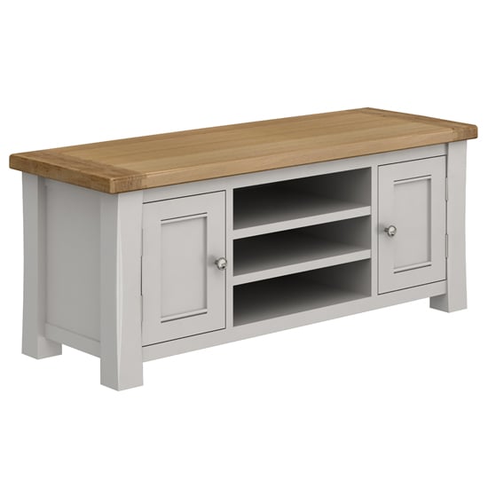 Read more about Amberley wooden tv stand with 2 doors in grey oak