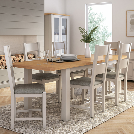 Amberly Extending 2400mm Grey Wooden Dining Table With 6 Chairs