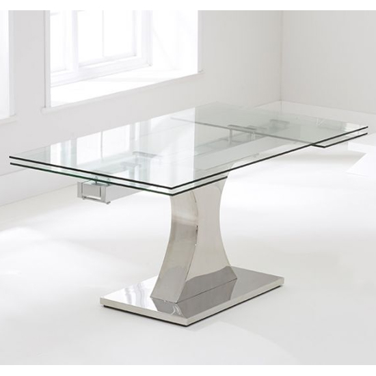 Amberon Clear Glass Dining Table With Stainless Steel Base_3