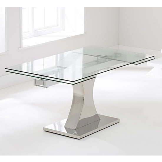 Amberon Clear Glass Extending Dining Table With Chrome Base | FiF