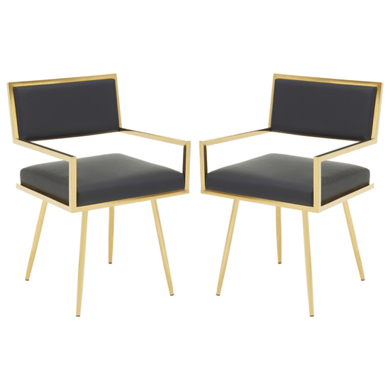 Photo of Azaltro black leather effect dining chairs in a pair