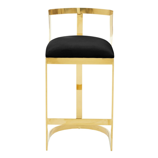 Ambon Black Velvet Bar Chair With Gold Metal Legs Furniture in Fashion