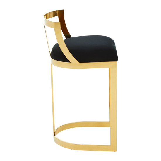 Ambon Black Velvet Bar Chair With Gold Metal Legs