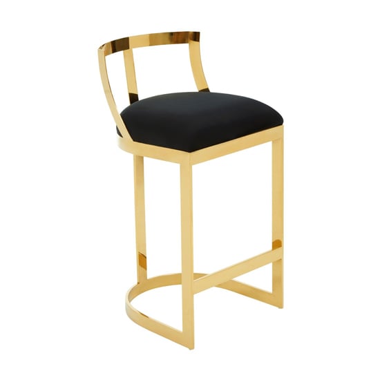 Ambon Black Velvet Bar Chair With Gold Metal Legs_1