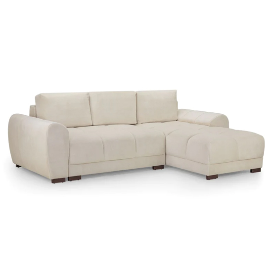 Ambon Plush Velvet Corner Sofabed Universal In Cream