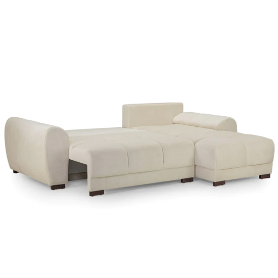 Ambon Plush Velvet Corner Sofabed Universal In Cream