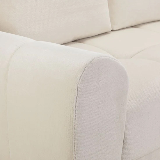 Ambon Plush Velvet Corner Sofabed Universal In Cream