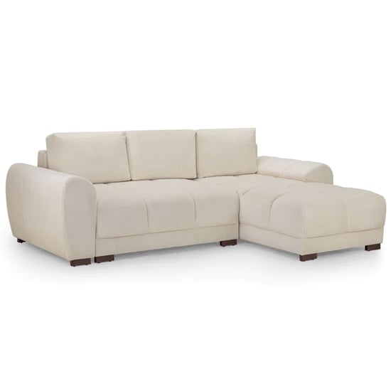 Ambon Plush Velvet Corner Sofabed Universal In Cream