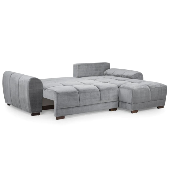 Ambon Plush Velvet Corner Sofabed Universal In Grey
