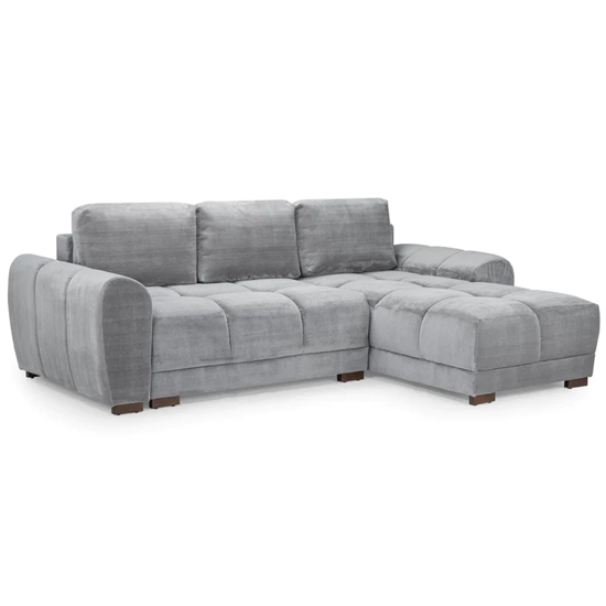 Ambon Plush Velvet Corner Sofabed Universal In Grey thumbnail