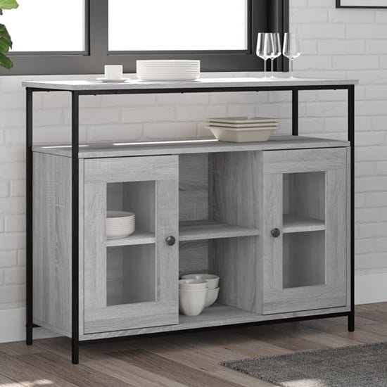 Product photograph of Ambon Wooden Sideboard With 2 Doors 1 Shelf In Grey Sonoma Oak from Furniture in Fashion