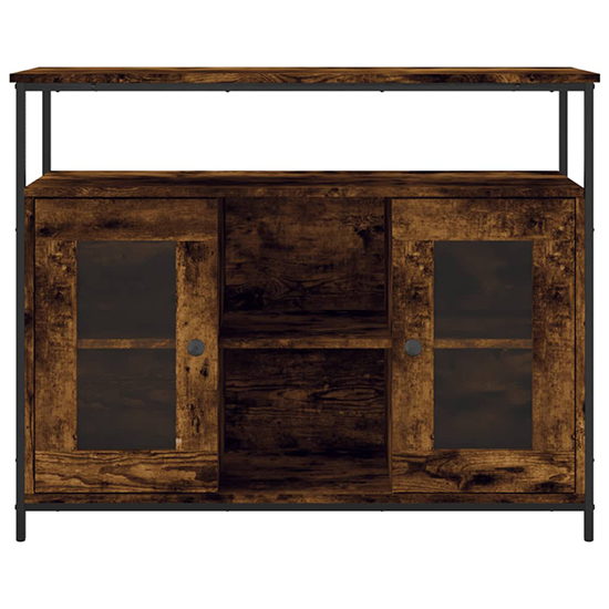 Ambon Wooden Sideboard With 2 Doors 1 Shelf In Smoked Oak