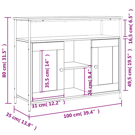 Ambon Wooden Sideboard With 2 Doors 1 Shelf In Smoked Oak