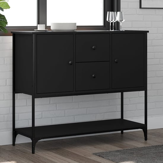 Read more about Ambon wooden sideboard with 2 doors 2 drawers in black