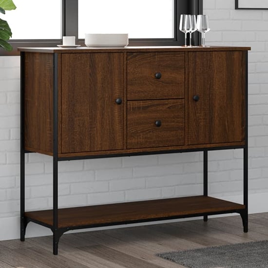 Read more about Ambon wooden sideboard with 2 doors 2 drawers in brown oak