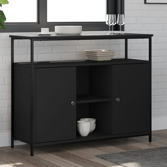 Product photograph of Ambon Wooden Sideboard With 2 Doors In Black from Furniture in Fashion