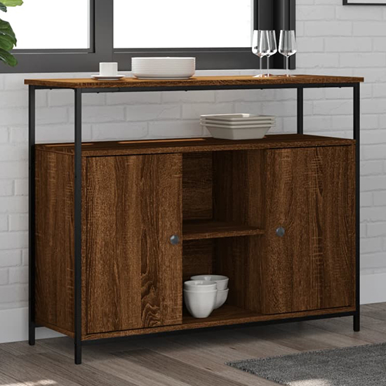 Product photograph of Ambon Wooden Sideboard With 2 Doors In Brown Oak from Furniture in Fashion