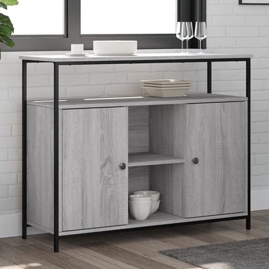 Product photograph of Ambon Wooden Sideboard With 2 Doors In Grey Sonoma Oak from Furniture in Fashion