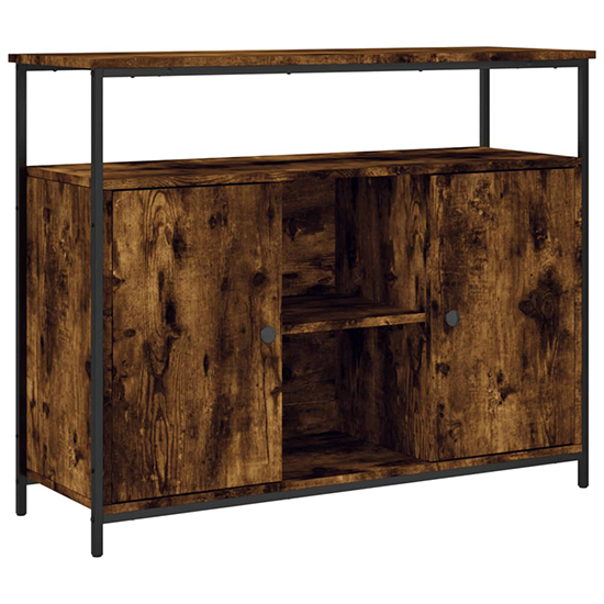 Ambon Wooden Sideboard With 2 Doors In Smoked Oak