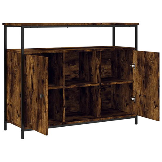 Ambon Wooden Sideboard With 2 Doors In Smoked Oak