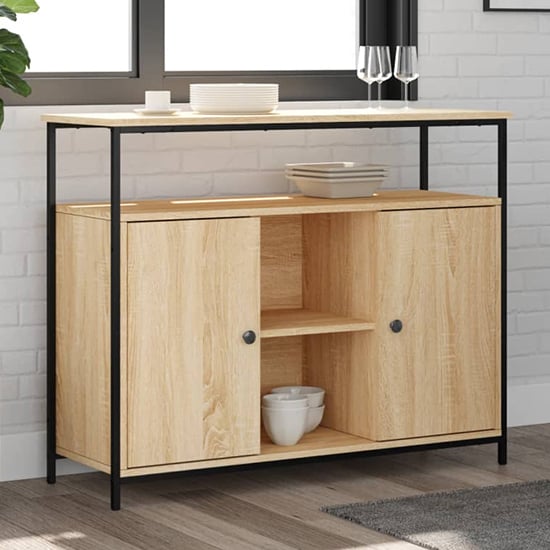 Product photograph of Ambon Wooden Sideboard With 2 Doors In Sonoma Oak from Furniture in Fashion