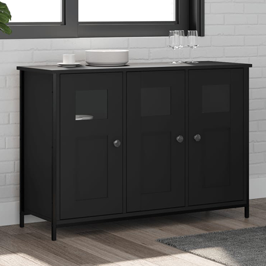 Product photograph of Ambon Wooden Sideboard With 3 Doors In Black from Furniture in Fashion