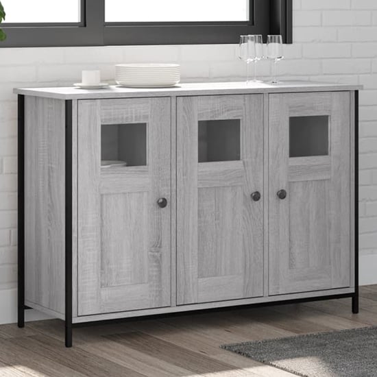 Product photograph of Ambon Wooden Sideboard With 3 Doors In Grey Sonoma Oak from Furniture in Fashion