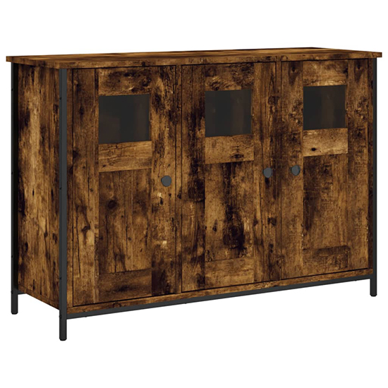 Ambon Wooden Sideboard With 3 Doors In Smoked Oak