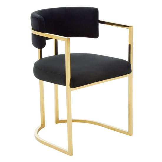 Azaltro Upholstered Velvet Dining Chair In Black