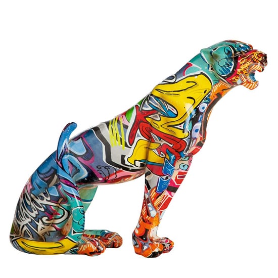 Ameli Leopard Pop Art Poly Design Sculpture In Multicolor