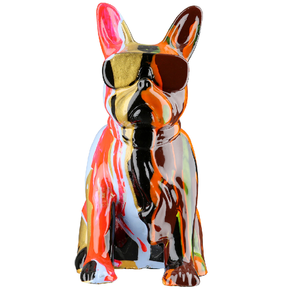 Ameli Synthetic Resin Set Of 2 Bulldog Sculpture In Multicolour