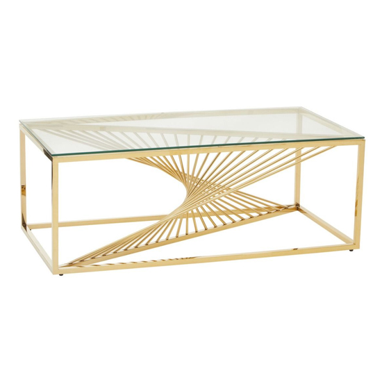 Amelia Clear Glass Coffee Table With Gold Metal Base Furniture in Fashion
