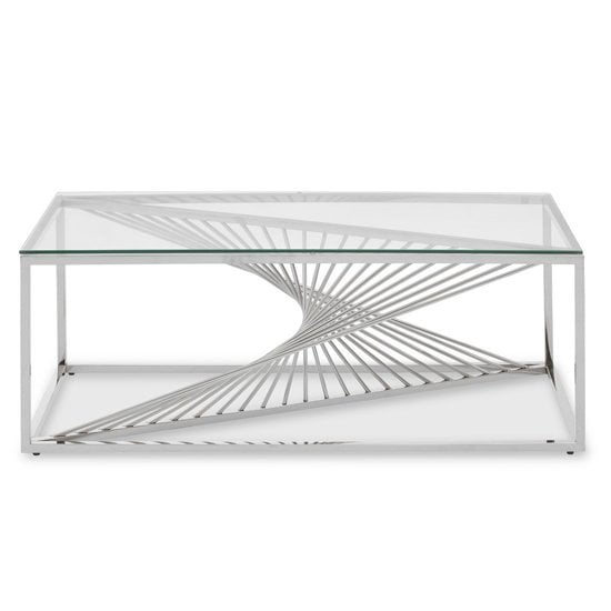 Read more about Amelia clear glass coffee table with silver metal base