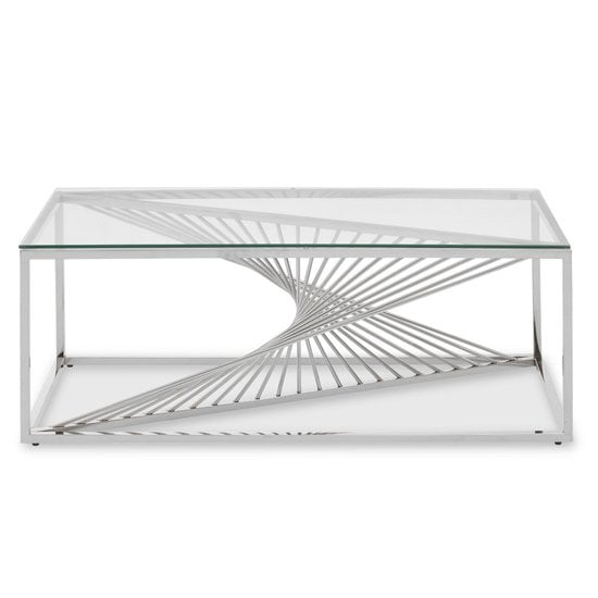 Photo of Amelia clear glass coffee table with silver metal base